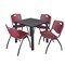 Kee Kee Square Table & Chair Set, Wood, Metal, Plastic Top, Grey TB3030GYBPBK47BY - alternate 1